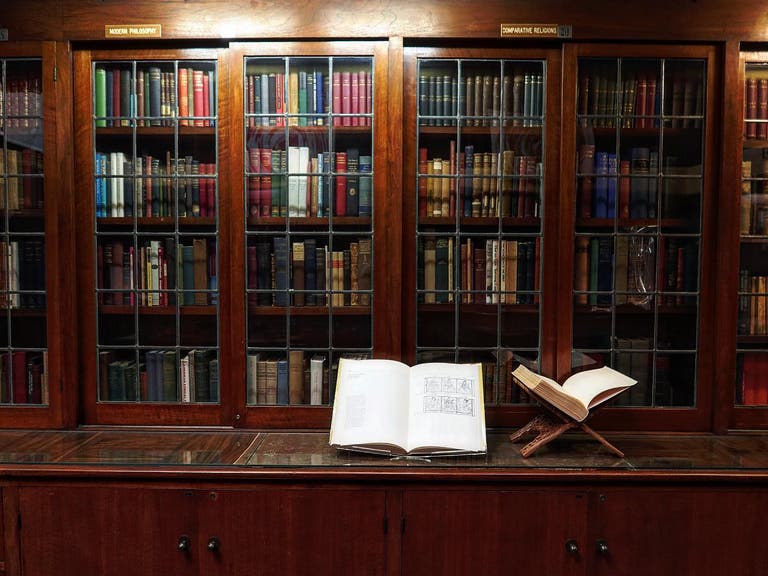 Bookcase in the library at Philosophical Research Society